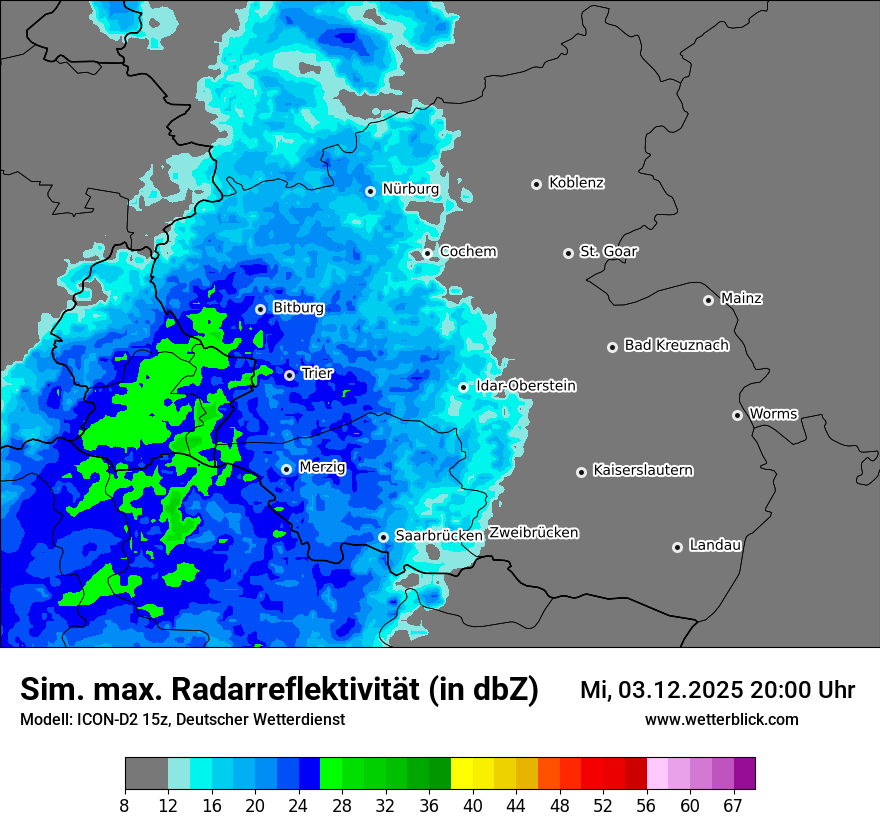 Modellkarten Simuliertes Radarbild