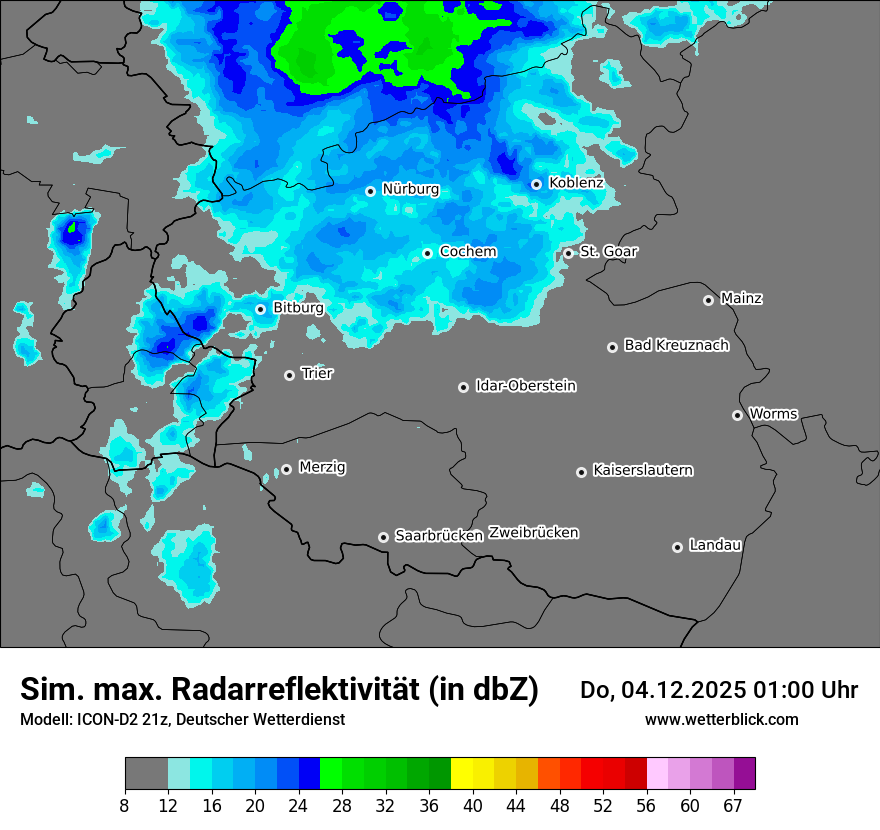 Modellkarten Simuliertes Radarbild