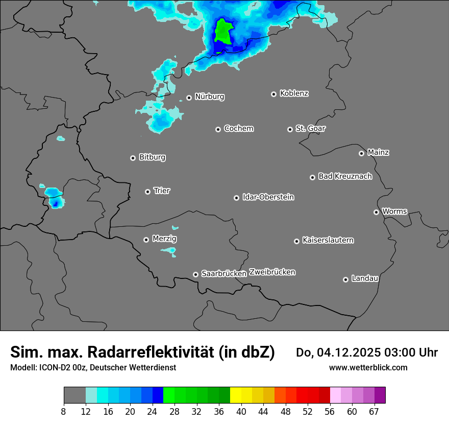 Modellkarten Simuliertes Radarbild