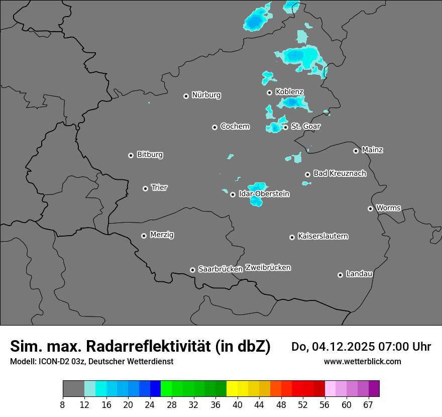 Modellkarten Simuliertes Radarbild