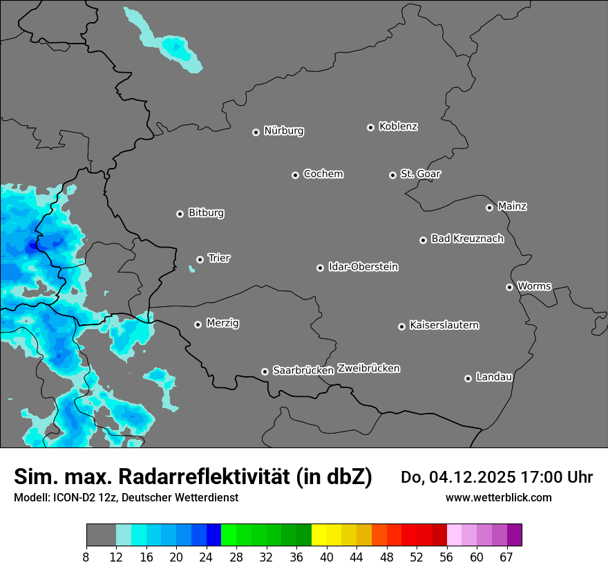 Modellkarten Simuliertes Radarbild