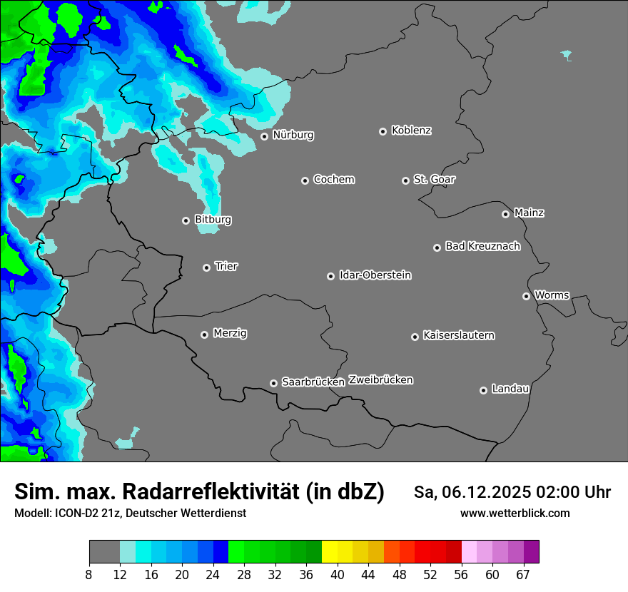 Modellkarten Simuliertes Radarbild