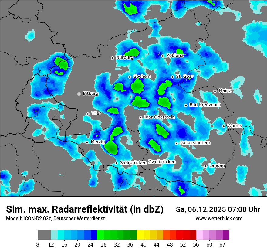 Modellkarten Simuliertes Radarbild