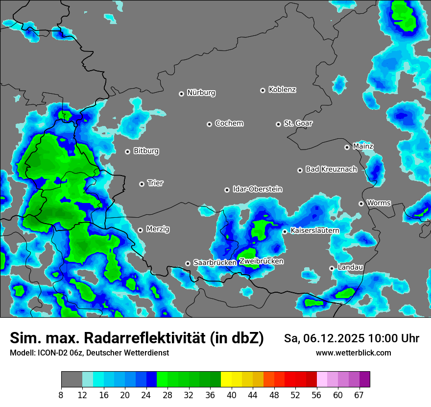 Modellkarten Simuliertes Radarbild