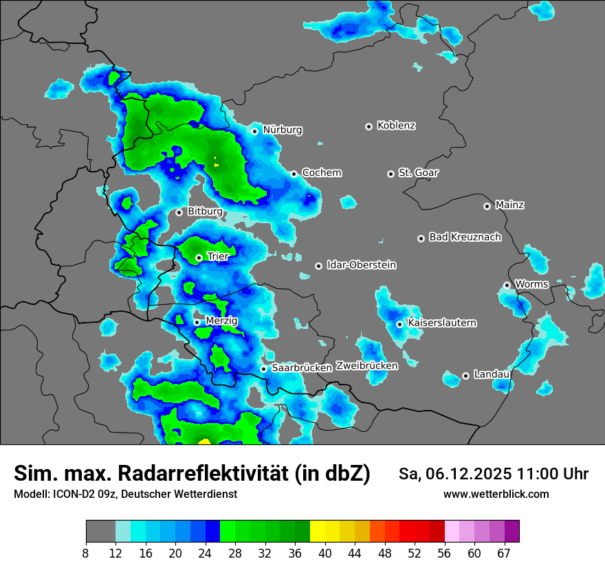 Modellkarten Simuliertes Radarbild