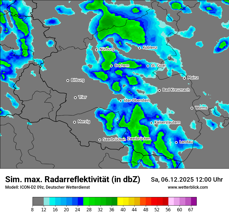 Modellkarten Simuliertes Radarbild