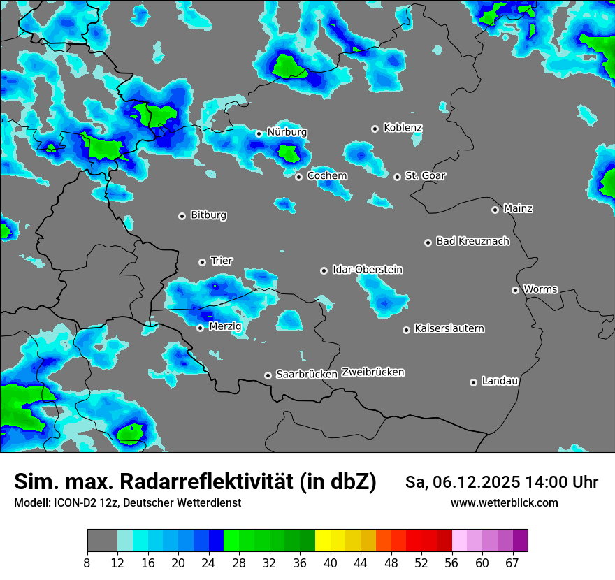 Modellkarten Simuliertes Radarbild