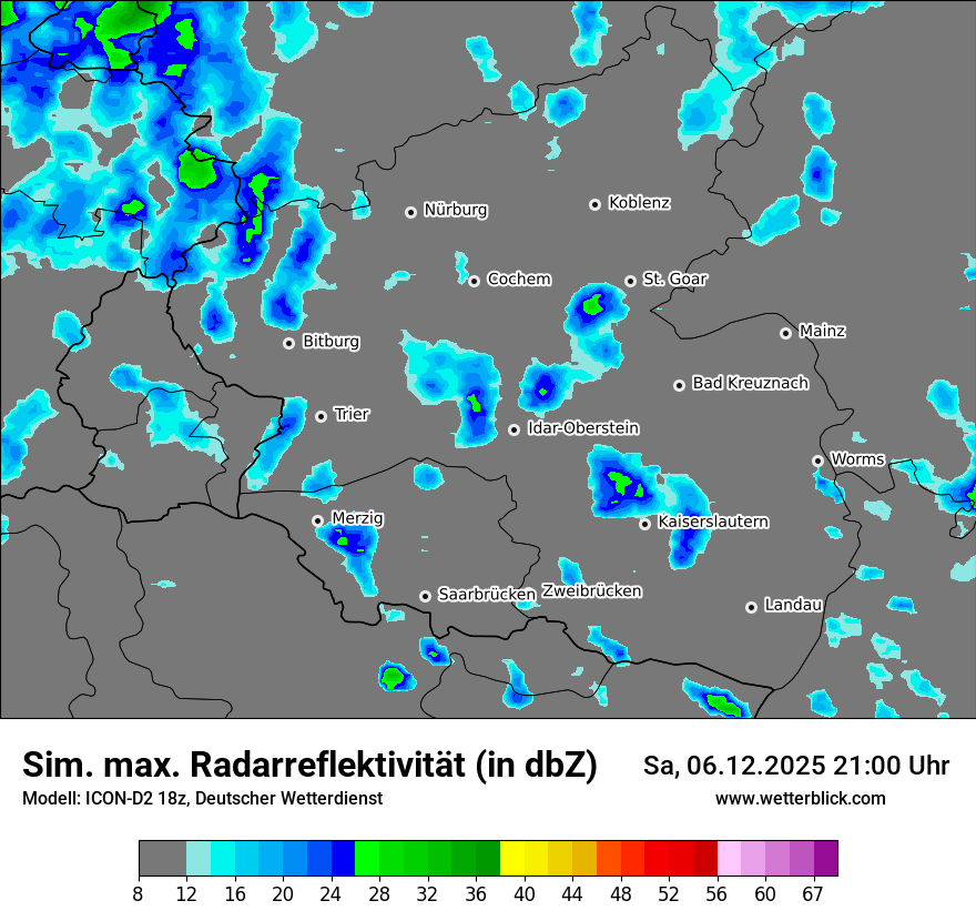 Modellkarten Simuliertes Radarbild