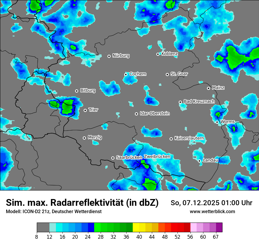 Modellkarten Simuliertes Radarbild