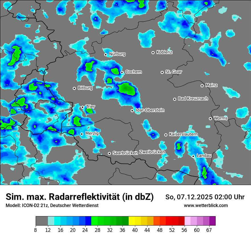 Modellkarten Simuliertes Radarbild