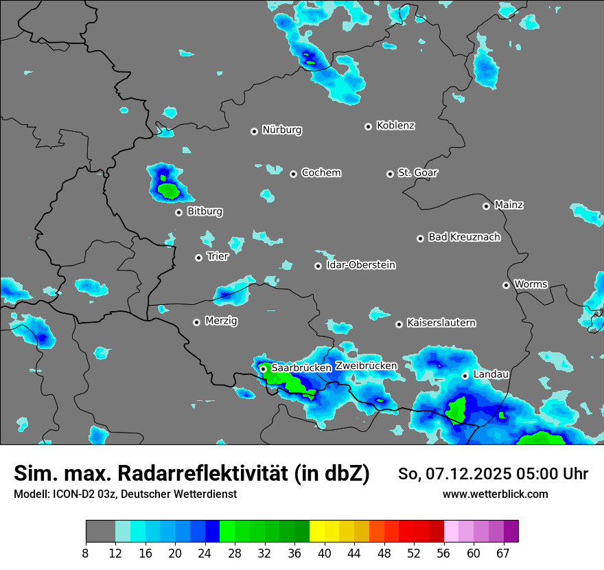 Modellkarten Simuliertes Radarbild