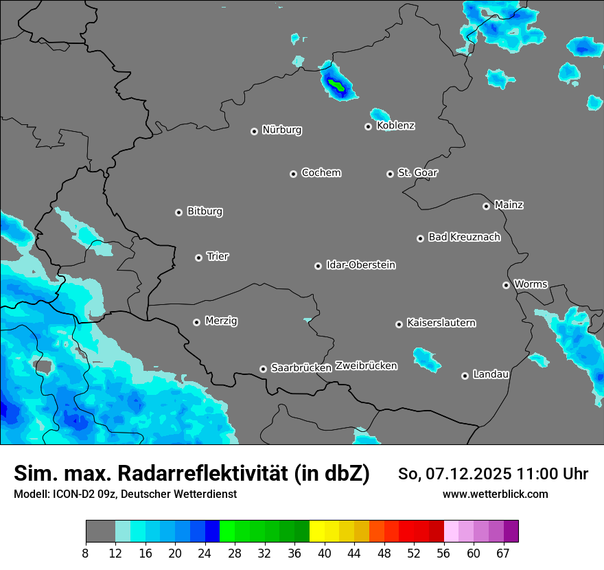 Modellkarten Simuliertes Radarbild