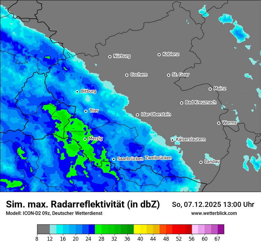 Modellkarten Simuliertes Radarbild