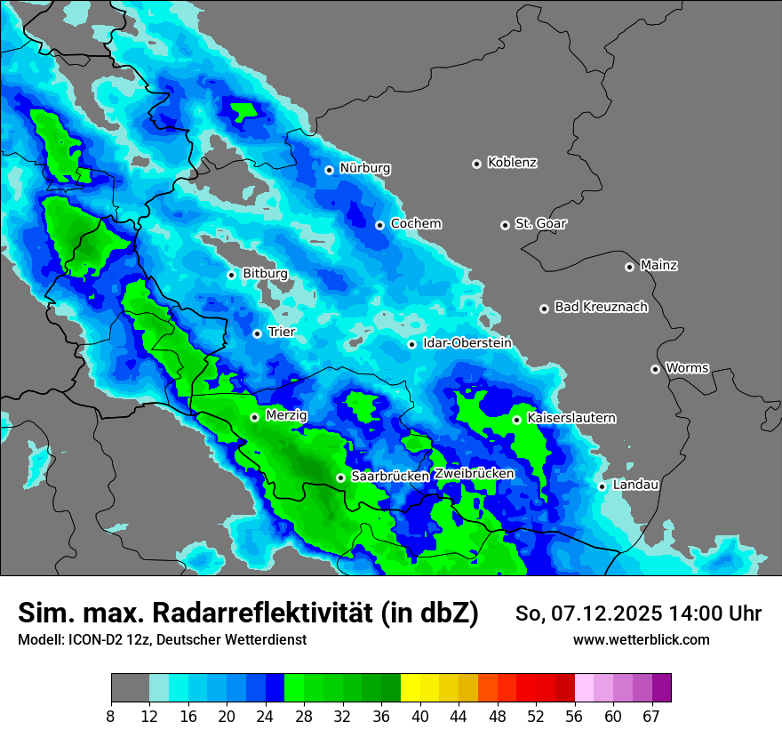 Modellkarten Simuliertes Radarbild