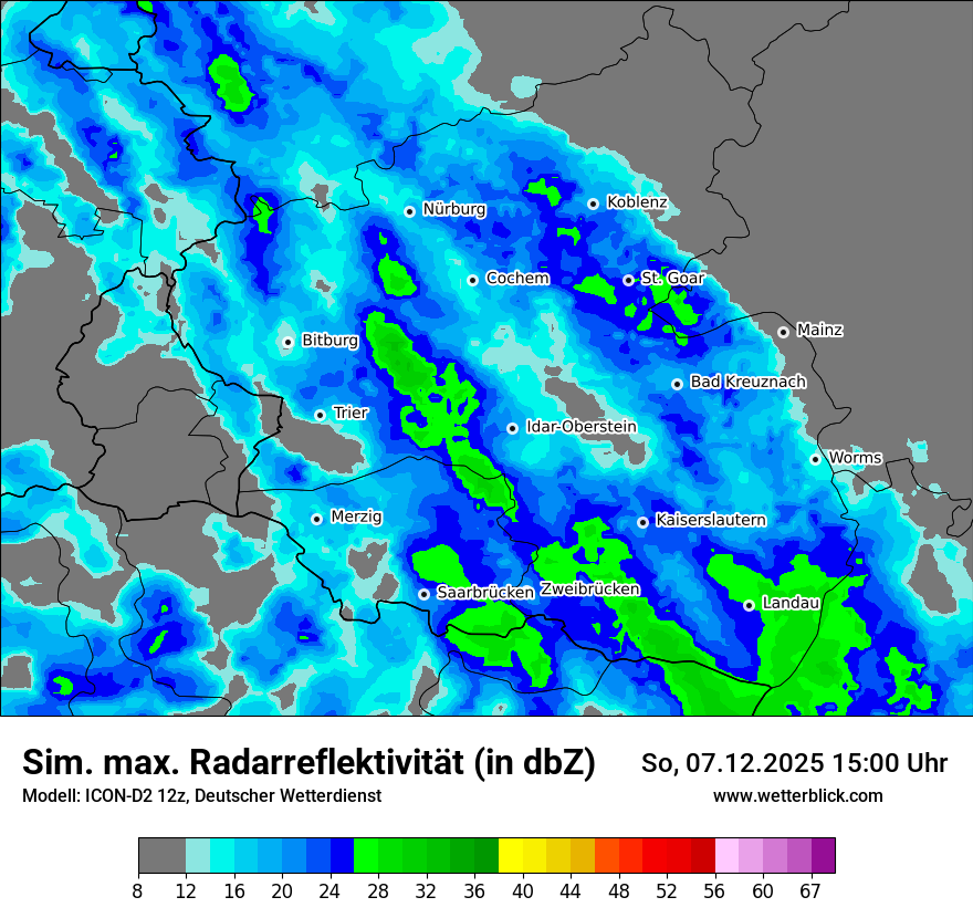 Modellkarten Simuliertes Radarbild