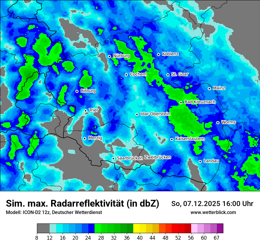 Modellkarten Simuliertes Radarbild