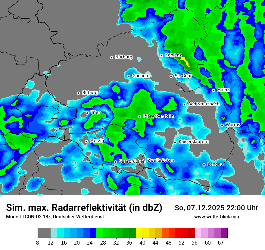 Modellkarten Simuliertes Radarbild