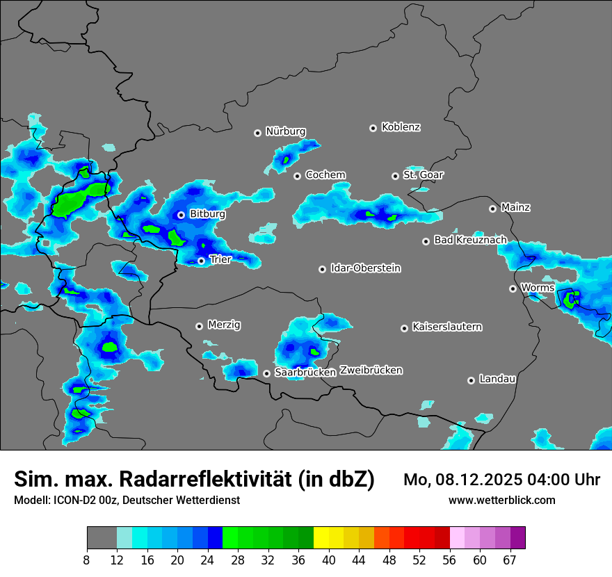 Modellkarten Simuliertes Radarbild