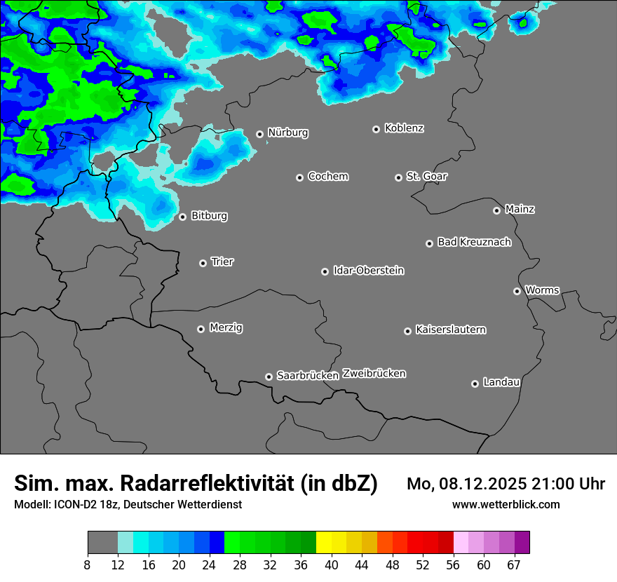 Modellkarten Simuliertes Radarbild