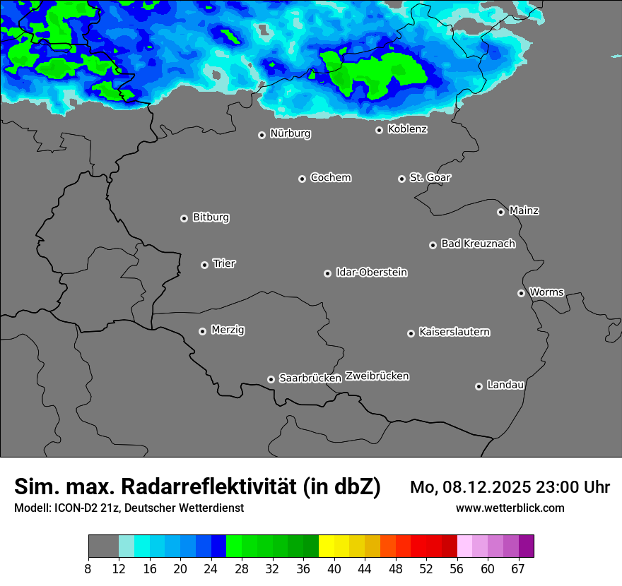 Modellkarten Simuliertes Radarbild