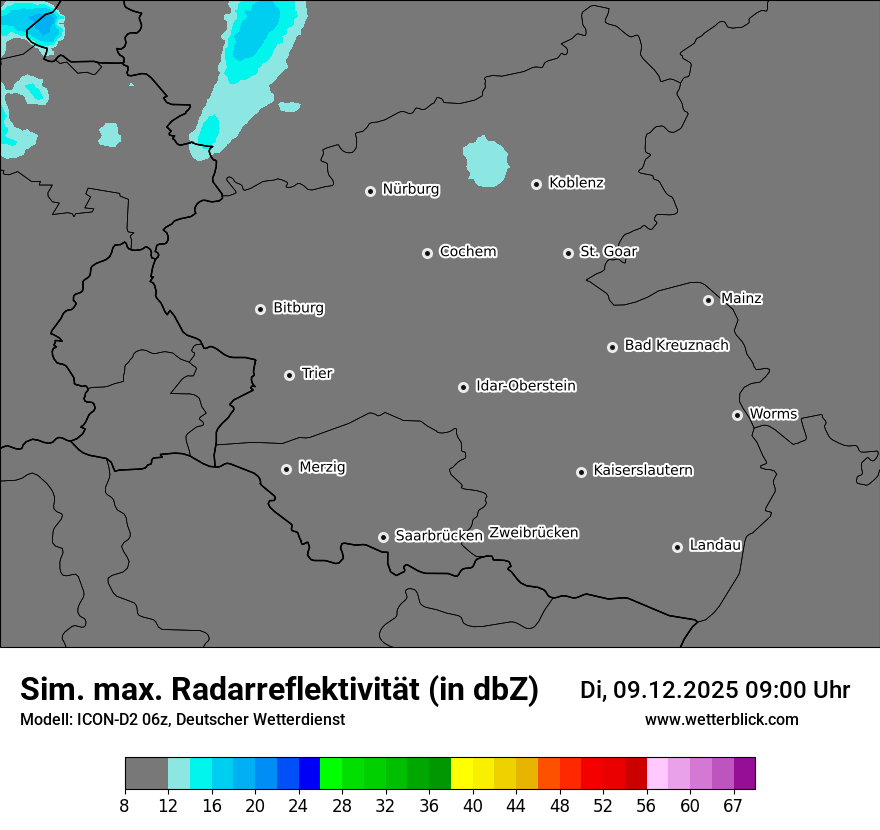 Modellkarten Simuliertes Radarbild