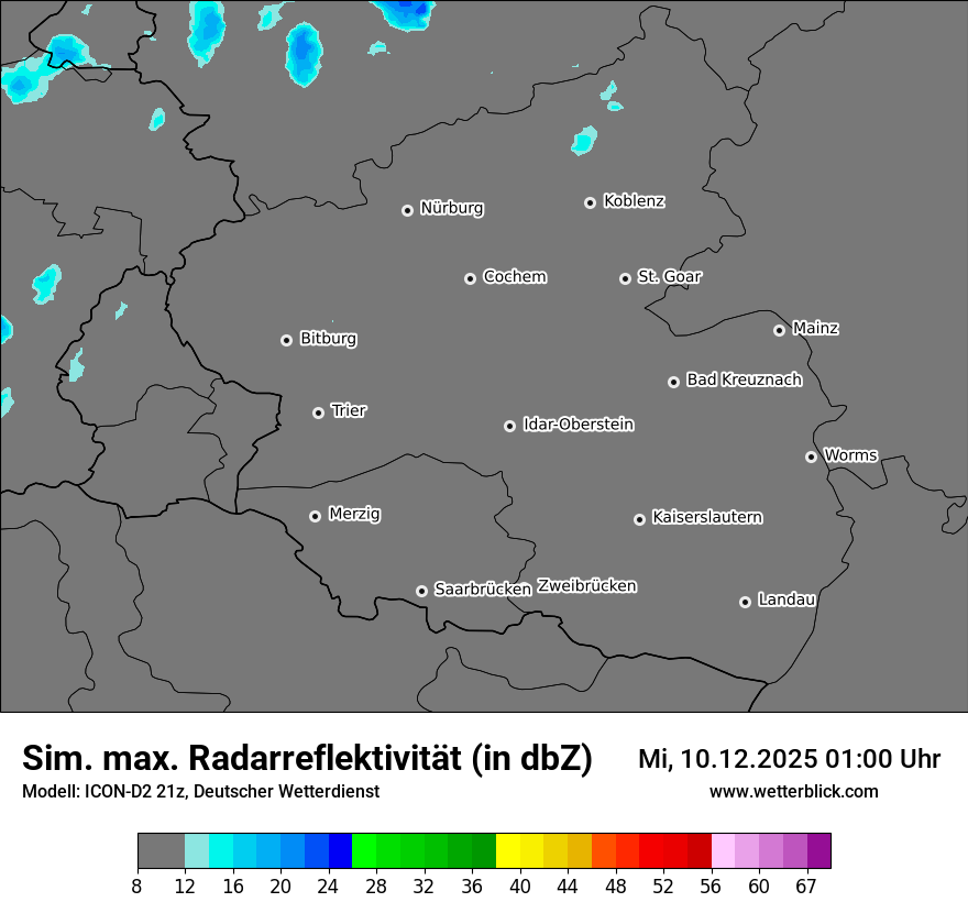 Modellkarten Simuliertes Radarbild