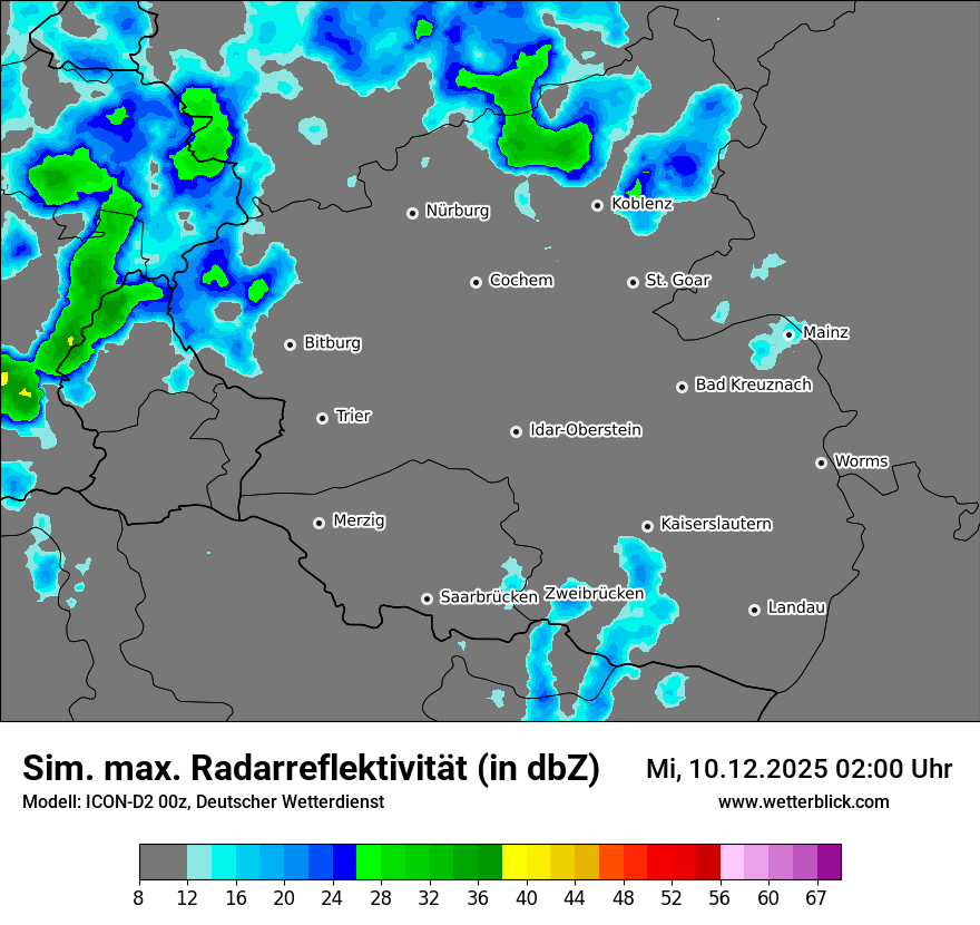 Modellkarten Simuliertes Radarbild