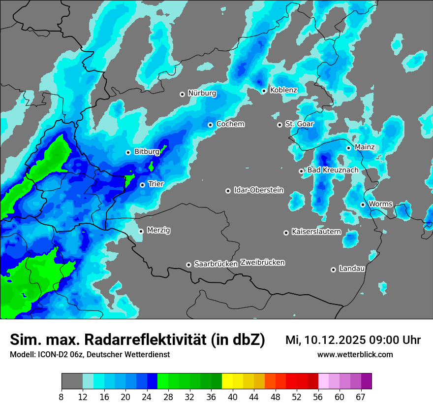 Modellkarten Simuliertes Radarbild