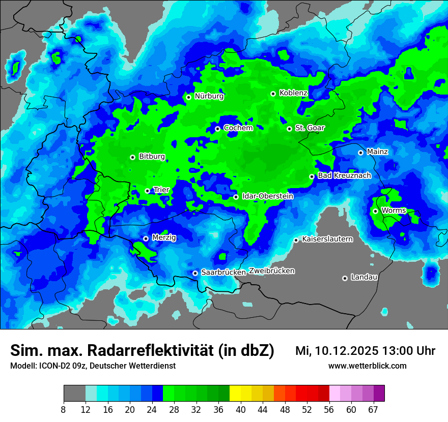 Modellkarten Simuliertes Radarbild