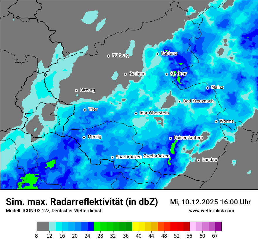 Modellkarten Simuliertes Radarbild