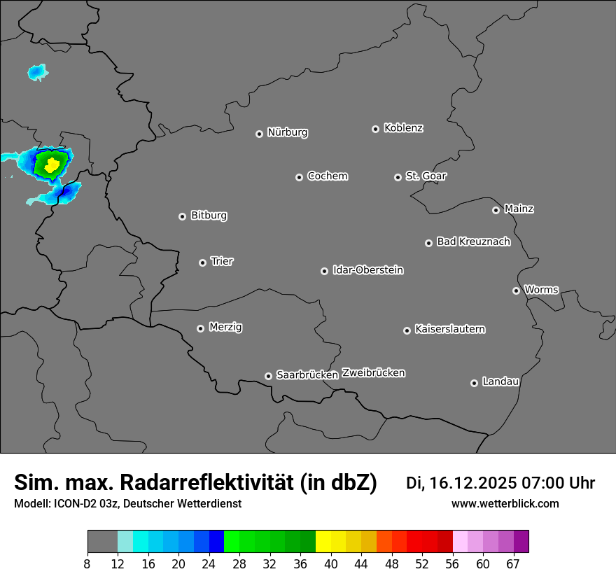 Modellkarten Simuliertes Radarbild