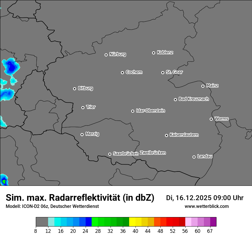 Modellkarten Simuliertes Radarbild