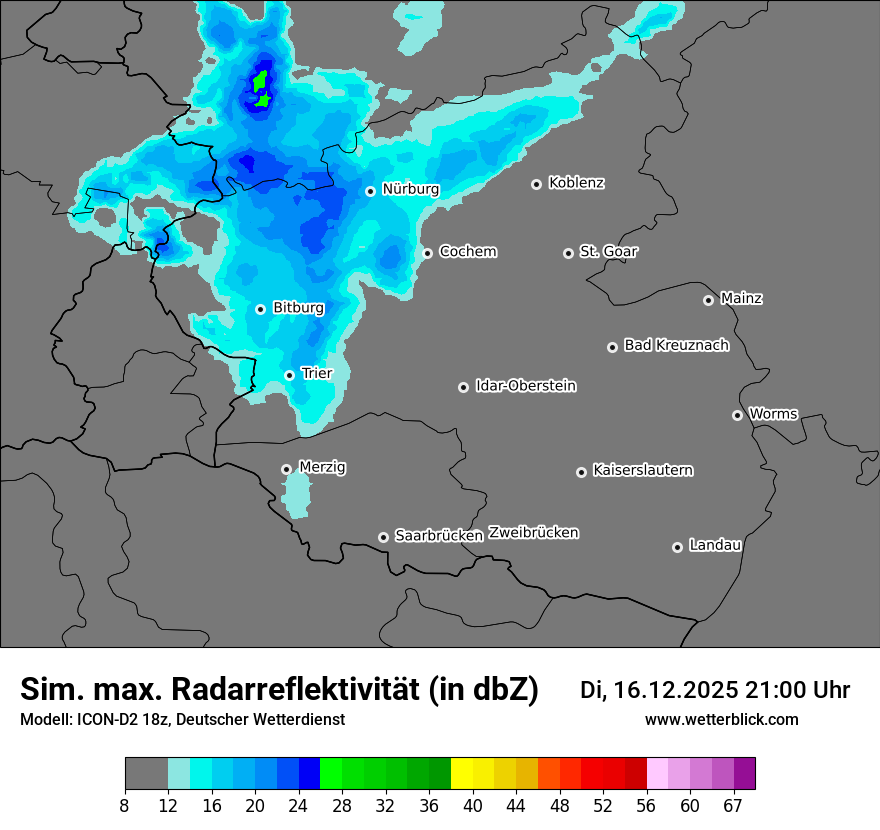 Modellkarten Simuliertes Radarbild