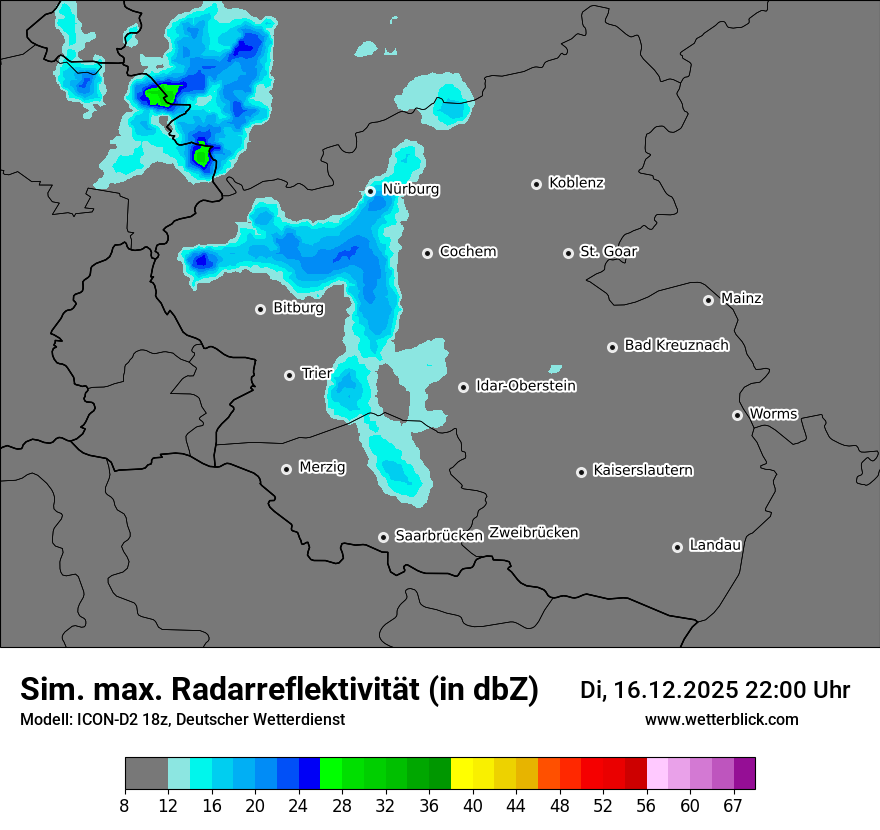 Modellkarten Simuliertes Radarbild