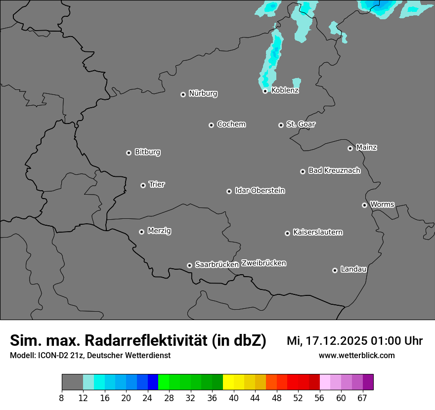 Modellkarten Simuliertes Radarbild