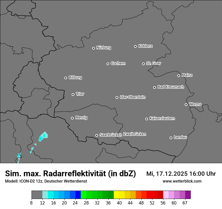 Modellkarten Simuliertes Radarbild