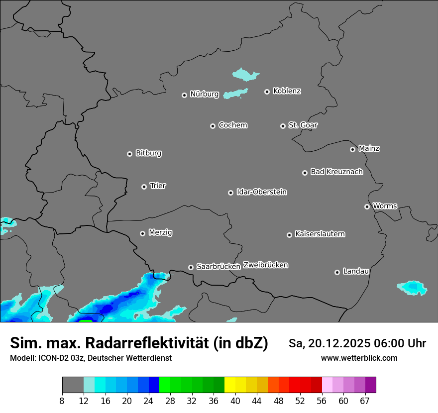 Modellkarten Simuliertes Radarbild