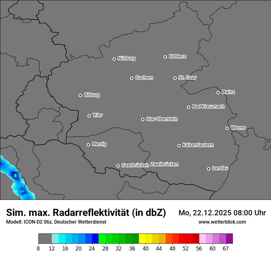 Modellkarten Simuliertes Radarbild