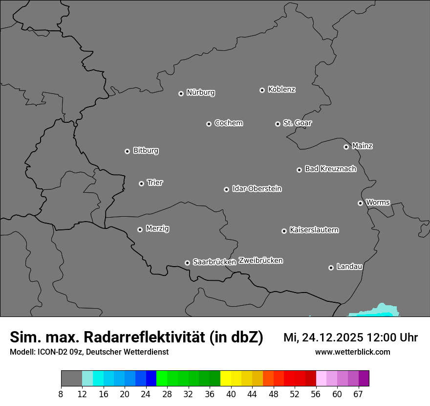 Modellkarten Simuliertes Radarbild