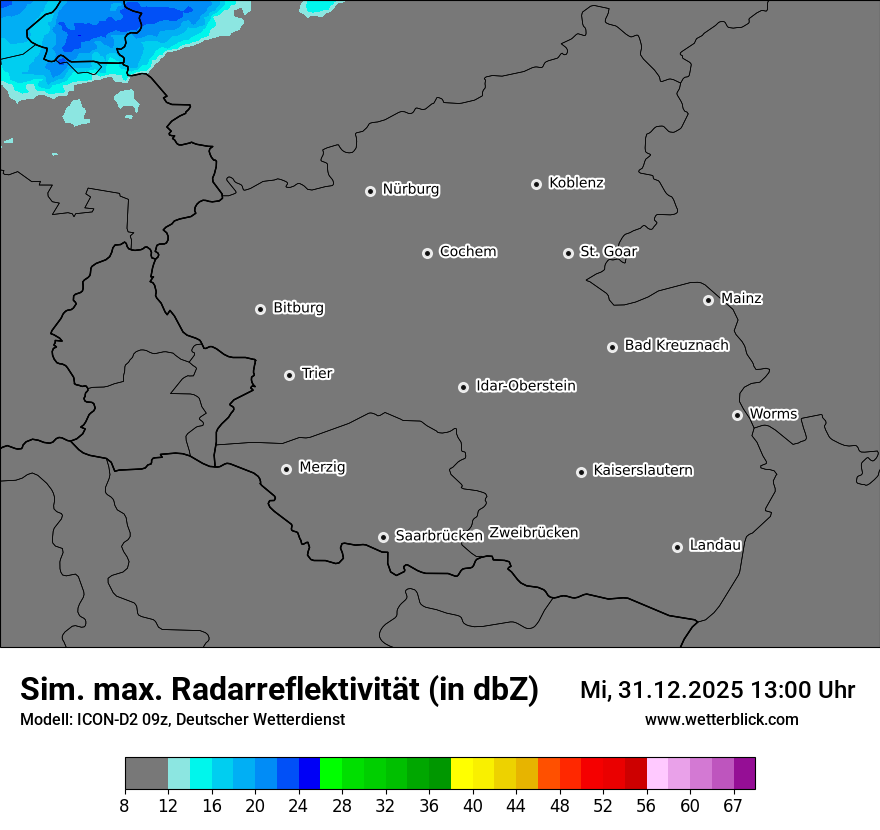Modellkarten Simuliertes Radarbild
