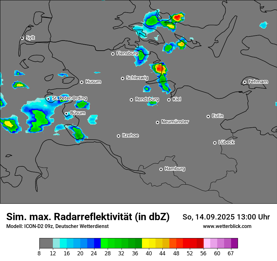 Modellkarten Simuliertes Radarbild