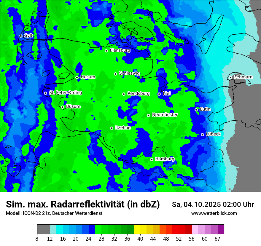 Modellkarten Simuliertes Radarbild