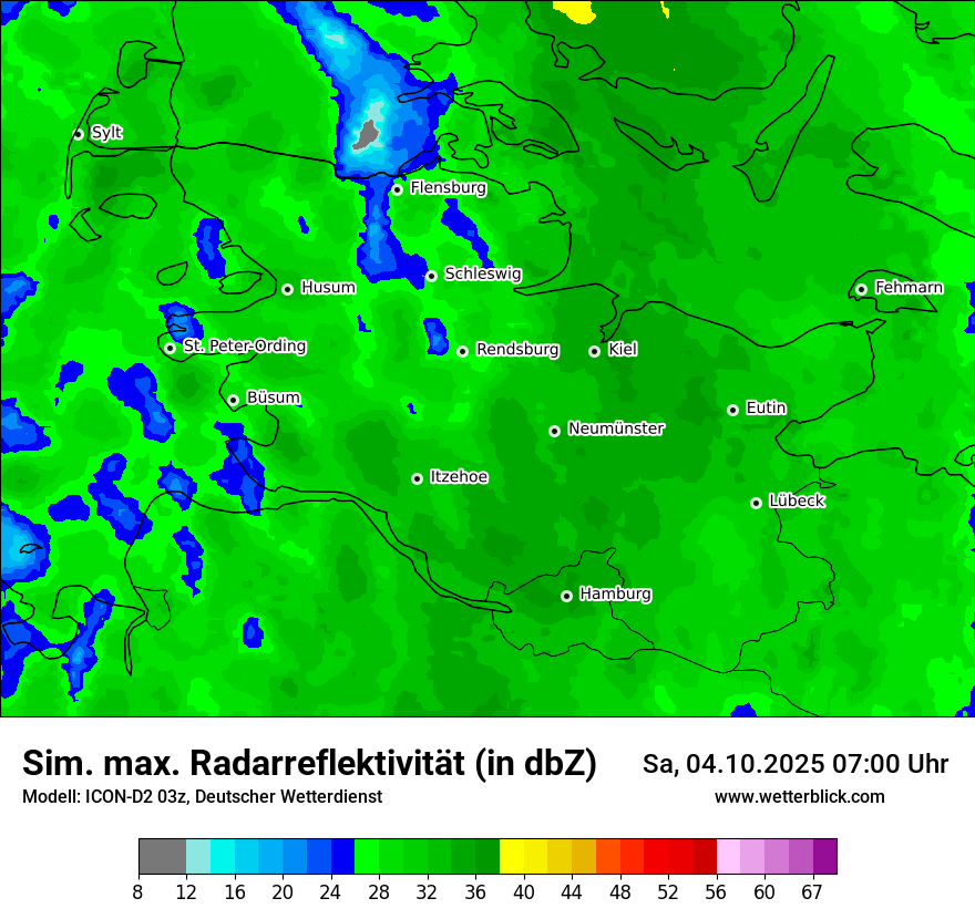 Modellkarten Simuliertes Radarbild