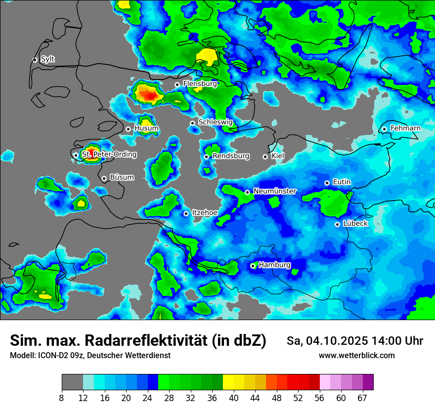 Modellkarten Simuliertes Radarbild