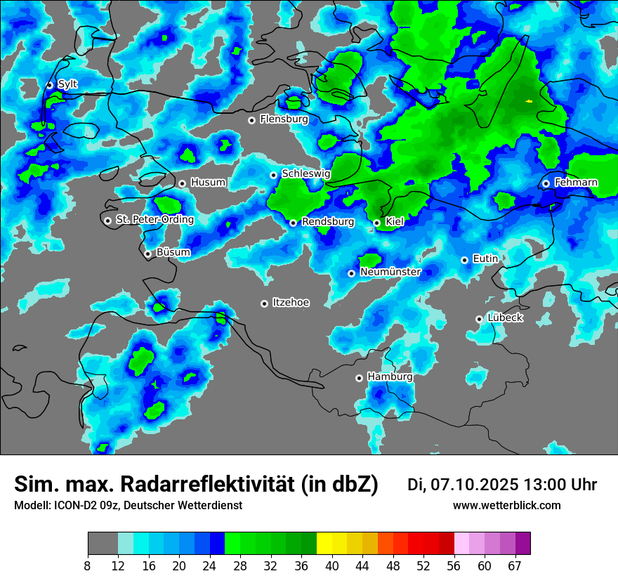 Modellkarten Simuliertes Radarbild