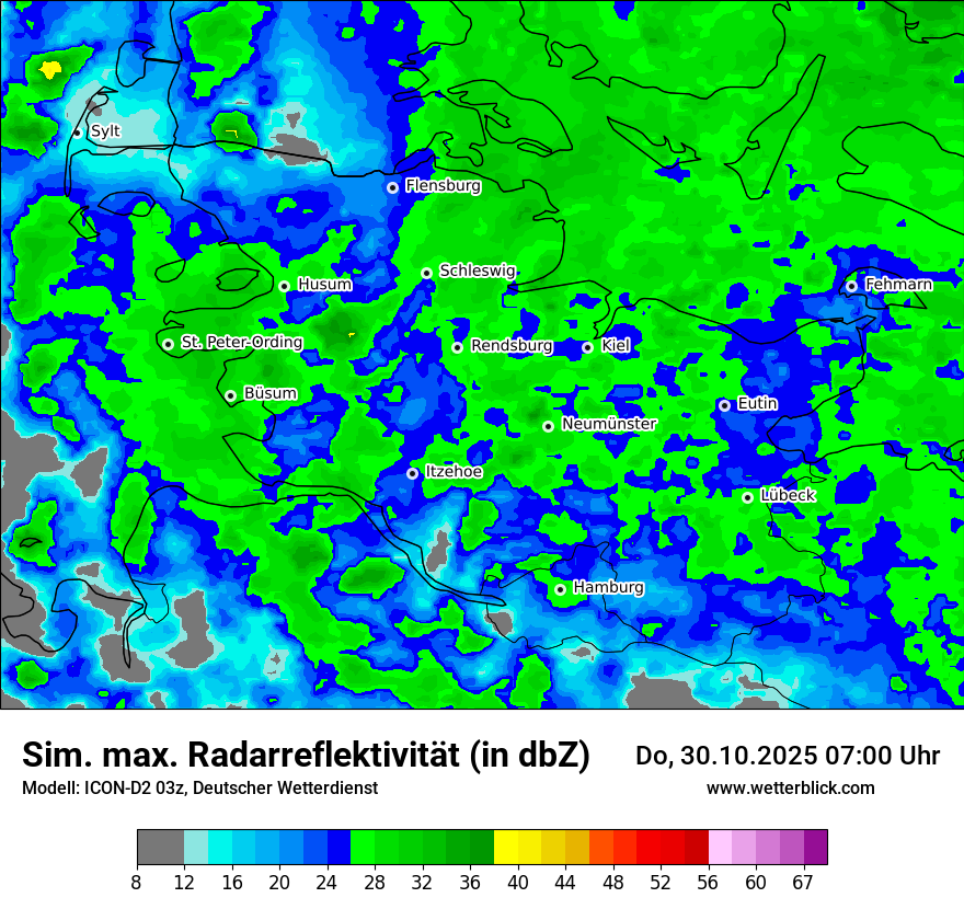Modellkarten Simuliertes Radarbild