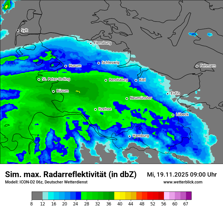 Modellkarten Simuliertes Radarbild