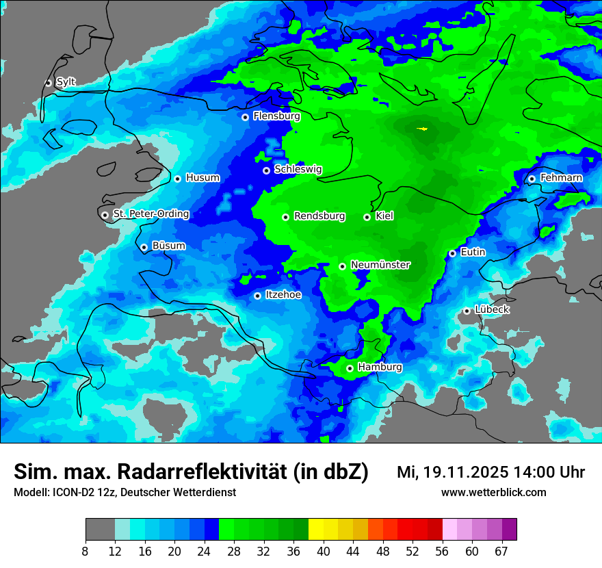 Modellkarten Simuliertes Radarbild