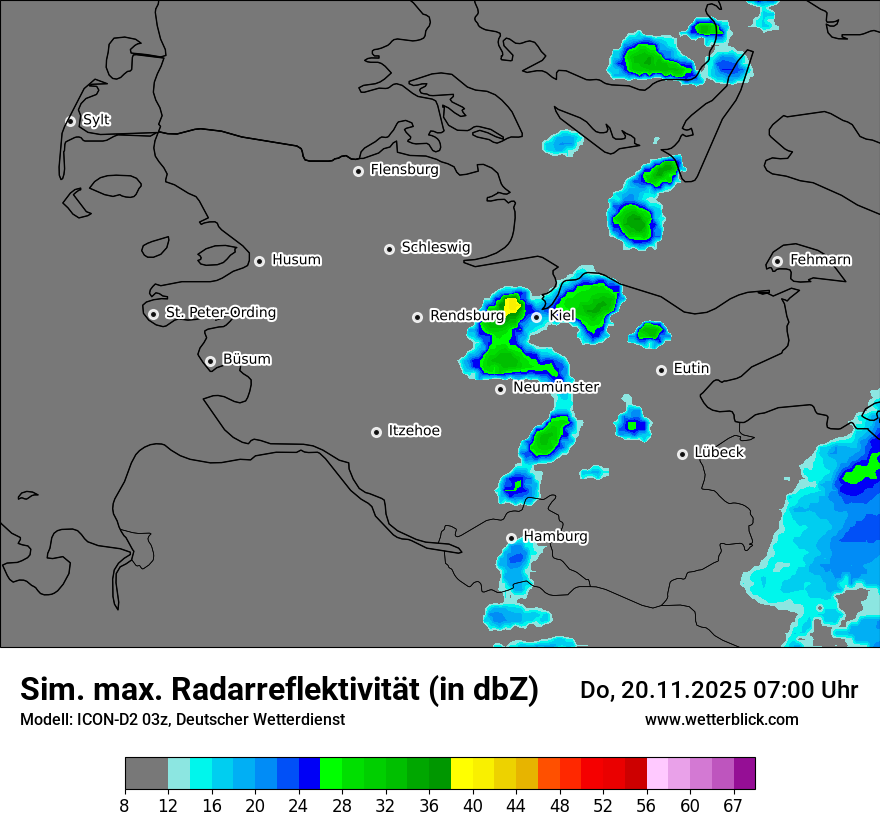 Modellkarten Simuliertes Radarbild