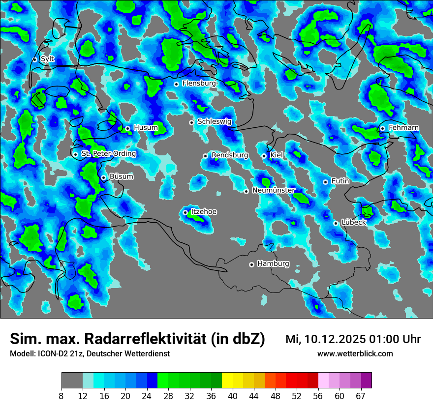 Modellkarten Simuliertes Radarbild